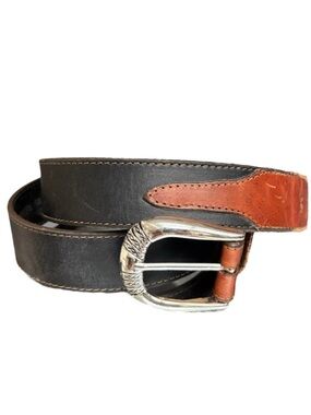 Brushy Creek Full Grain Western Leather Belt Black Brown Size 38 Made in USA